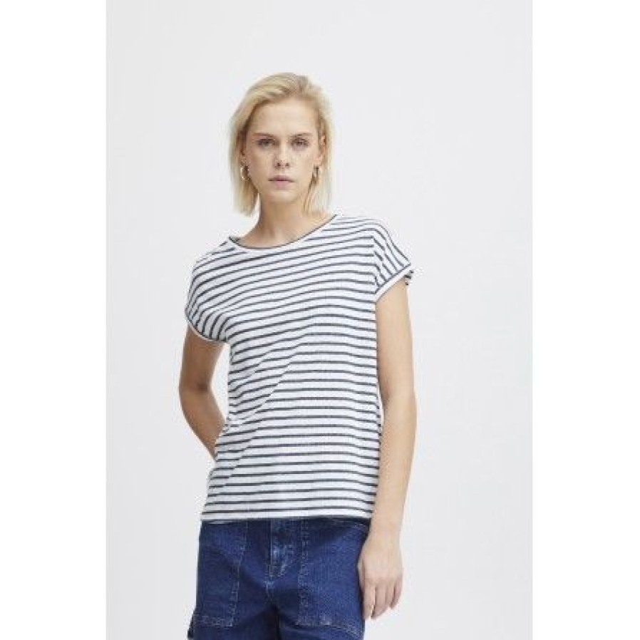 Overdele Ichi | Ichi Ihyulietta Ss9 - Marine Stribet T-Shirt 20120227 Total Eclipse Stripe