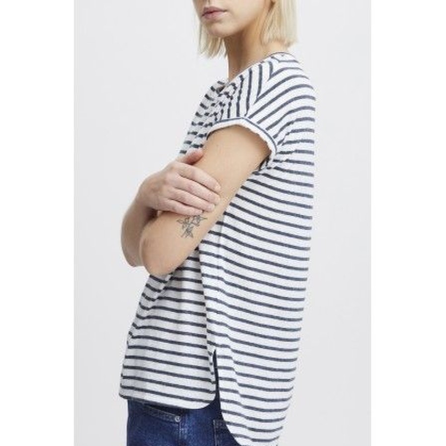 Overdele Ichi | Ichi Ihyulietta Ss9 - Marine Stribet T-Shirt 20120227 Total Eclipse Stripe