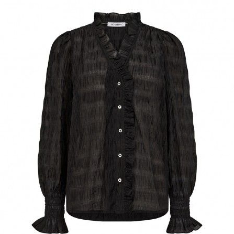 Overdele Co'couture | Co Couture Structurecc Line Frill Shirt - Sort Skjorte 35358 Black