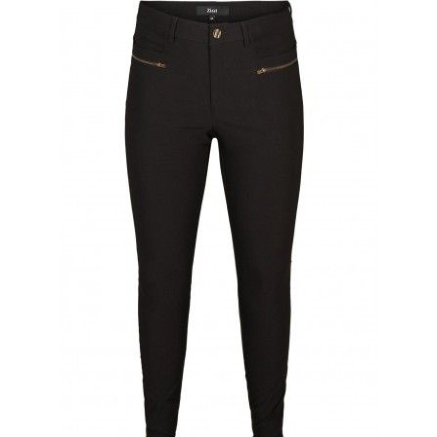 Underdele Zizzi | Zizzi Jeva Long , Slim Pants - Sort Buks J80812A Black