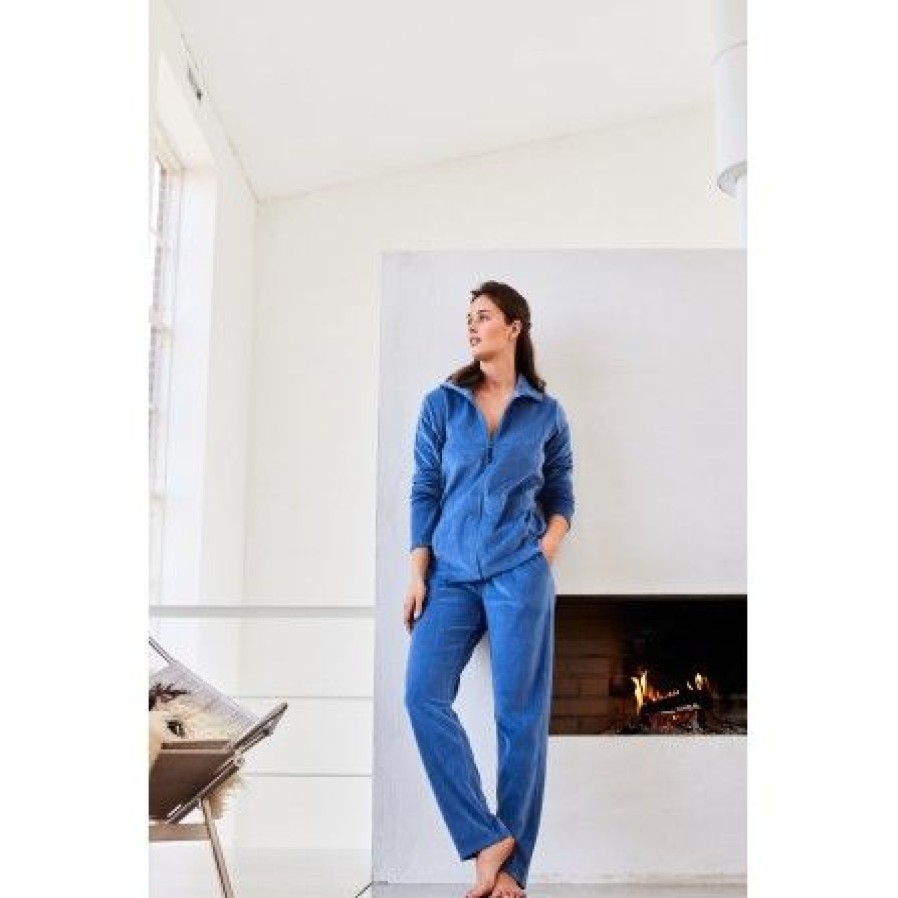 Lingeri/Nattoj Decoy Loungewear | Decoy Velour Homewear Set - Blat Velour Hjemmesaet 88226 Blue