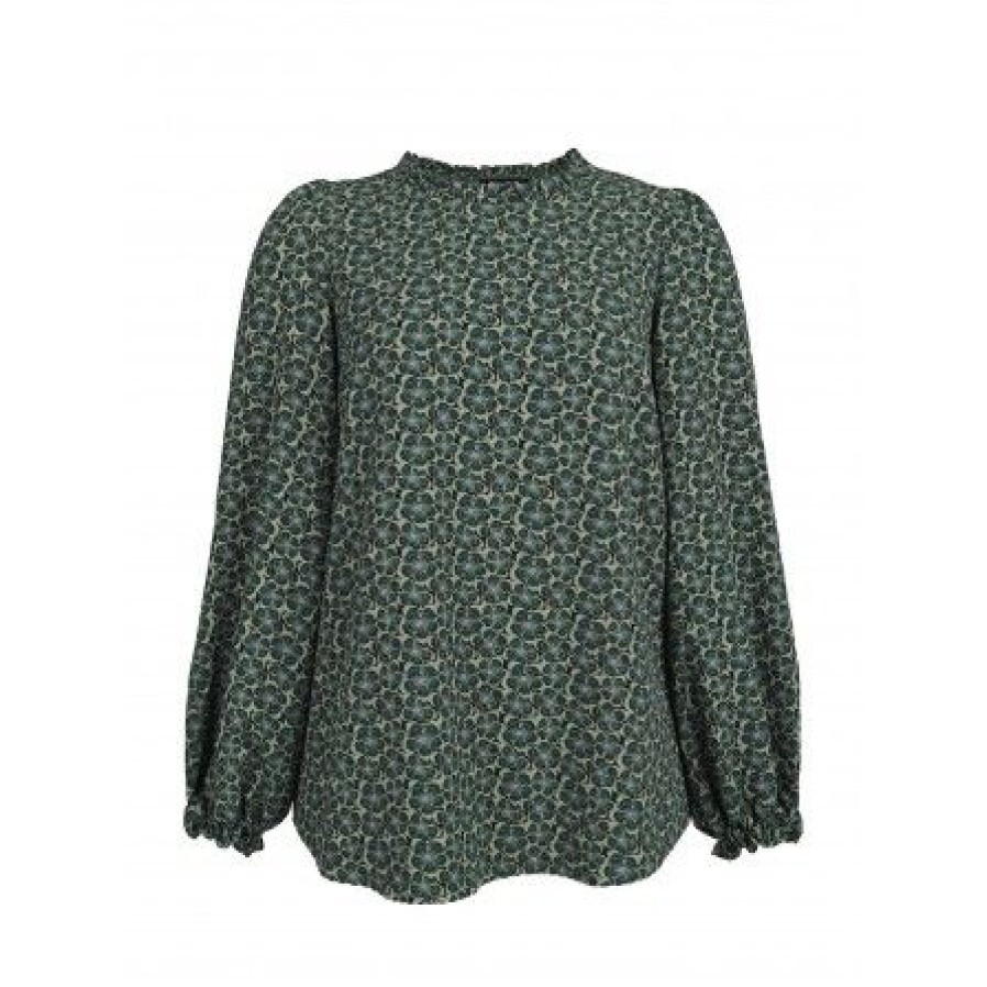 Overdele Zoey | Zoey Sofia Blouse - Gron Printet Bluse 233-0440 Flowerprint