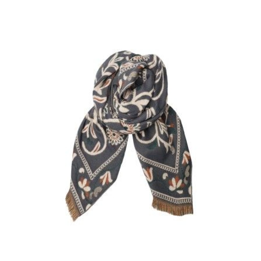 Accessories Black Colour | Black Colour Bcdahlia Scarf - Grat Printet Blodt Torklaede 208313 Grey