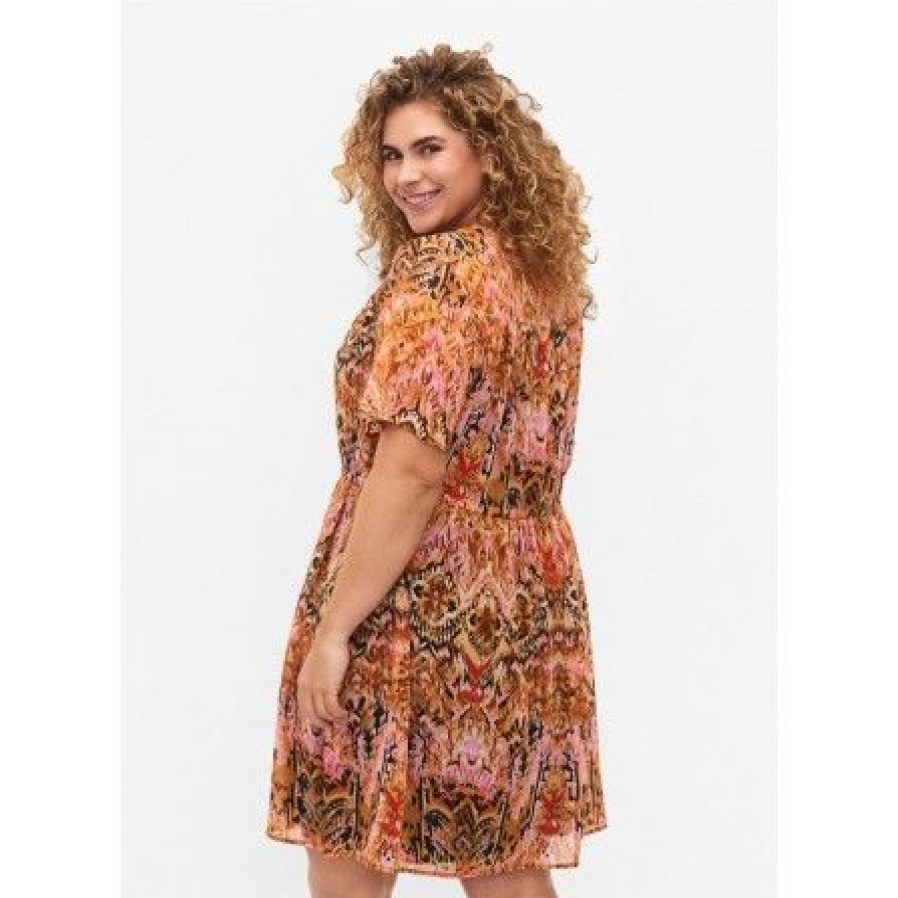 Plus Size Zizzi | Zizzi Mruth S/S Dress - Printet Kjole M58874A - Colourful Ethnic