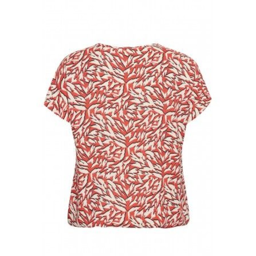 Overdele Kaffe Curve | Kaffe Curve Kcjenny Top - Coral Printet Bluse 10582226 Cayenne/White Graphic Animal