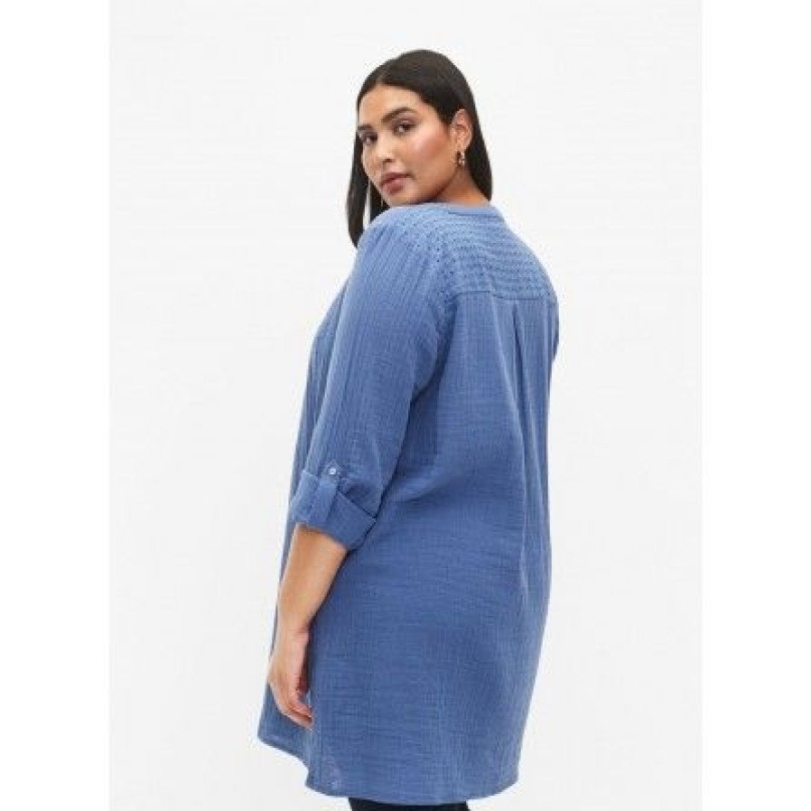 Kjoler Zizzi | Zizzi Vvivu 3/4 Tunic - Bla Tunika V00037N Moonlight Blue