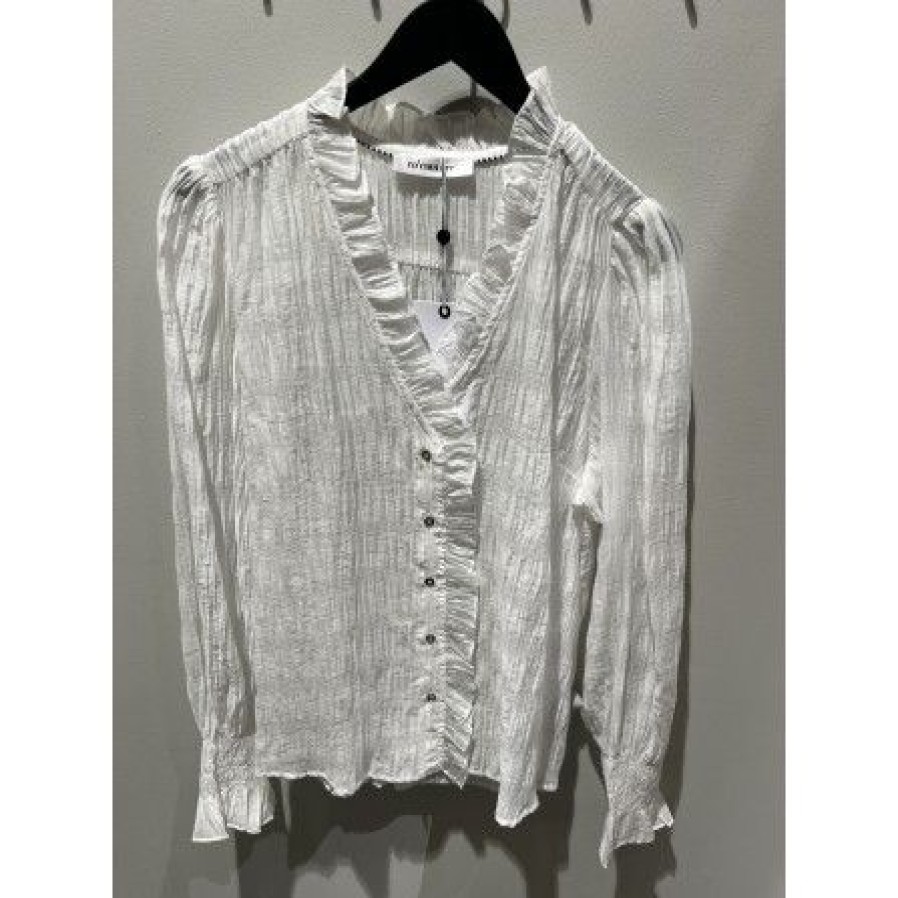 Overdele Co'couture | Co Couture Structurecc Line Frill Shirt - Hvid Skjorte 35358 White