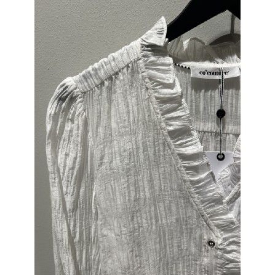 Overdele Co'couture | Co Couture Structurecc Line Frill Shirt - Hvid Skjorte 35358 White