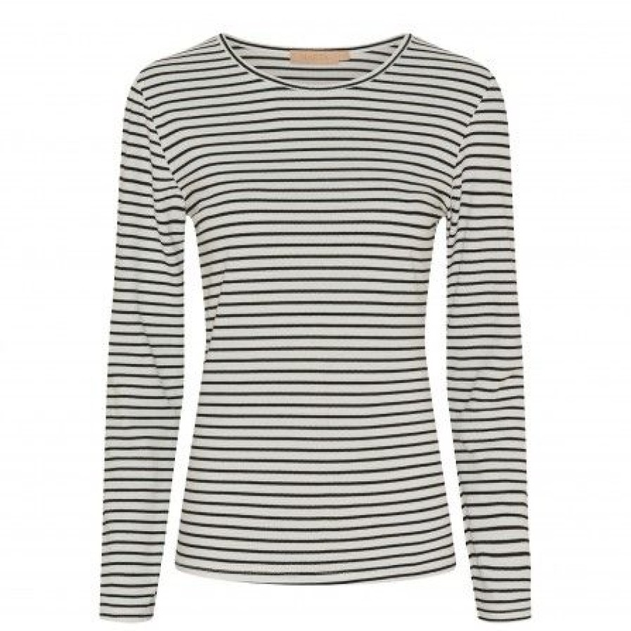 Overdele Marta du Chteau | Marta Mdcnancy Ls Tee - Sort/Hvid Stribet T-Shirt 6111 Black/White