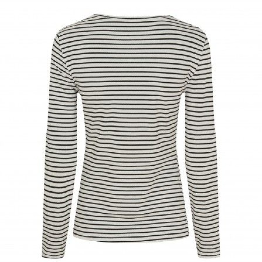 Overdele Marta du Chteau | Marta Mdcnancy Ls Tee - Sort/Hvid Stribet T-Shirt 6111 Black/White