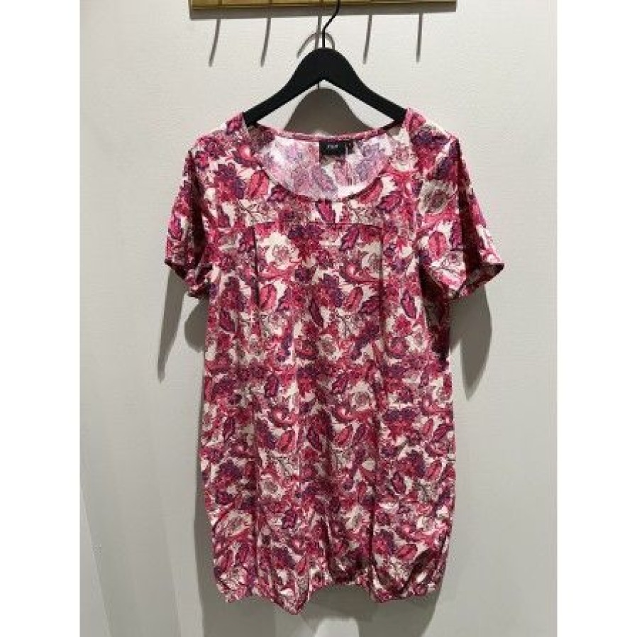 Plus Size Zizzi | Zizzi Jeasy, S/S, Dress - Pink Kjole Med Paisley J80000Q Raspberry S. Paisley