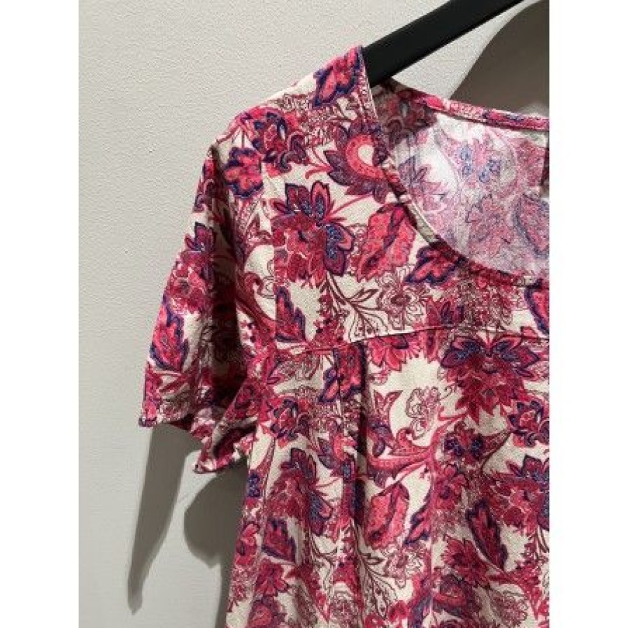 Plus Size Zizzi | Zizzi Jeasy, S/S, Dress - Pink Kjole Med Paisley J80000Q Raspberry S. Paisley