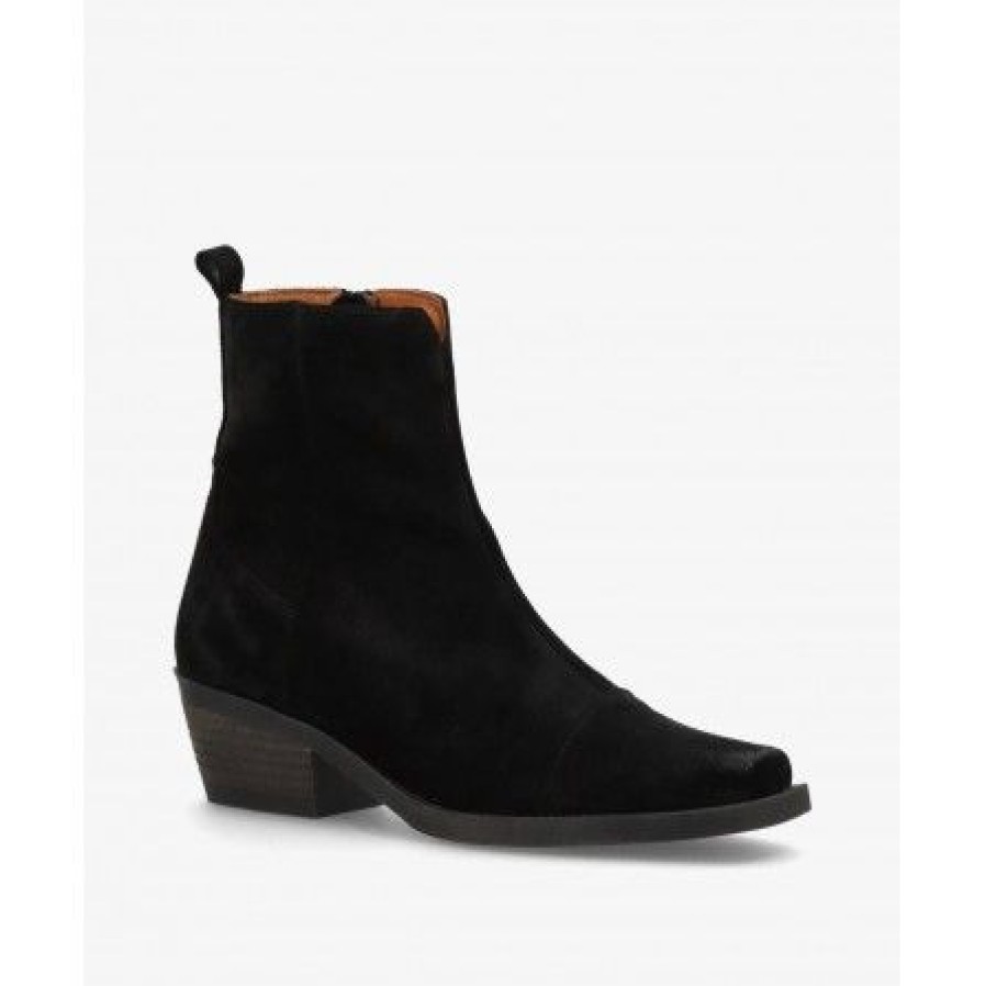 Sko Shoedesign Copenhagen | Shoedesign Calamity - Sort Western Stovle S232-1905 Suede Black