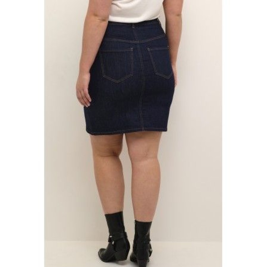 Underdele Kaffe Curve | Kaffe Curve Kcmilla Denim Skirt - Mork Cowboy Nederdel 10581786 Raw Dark Blue