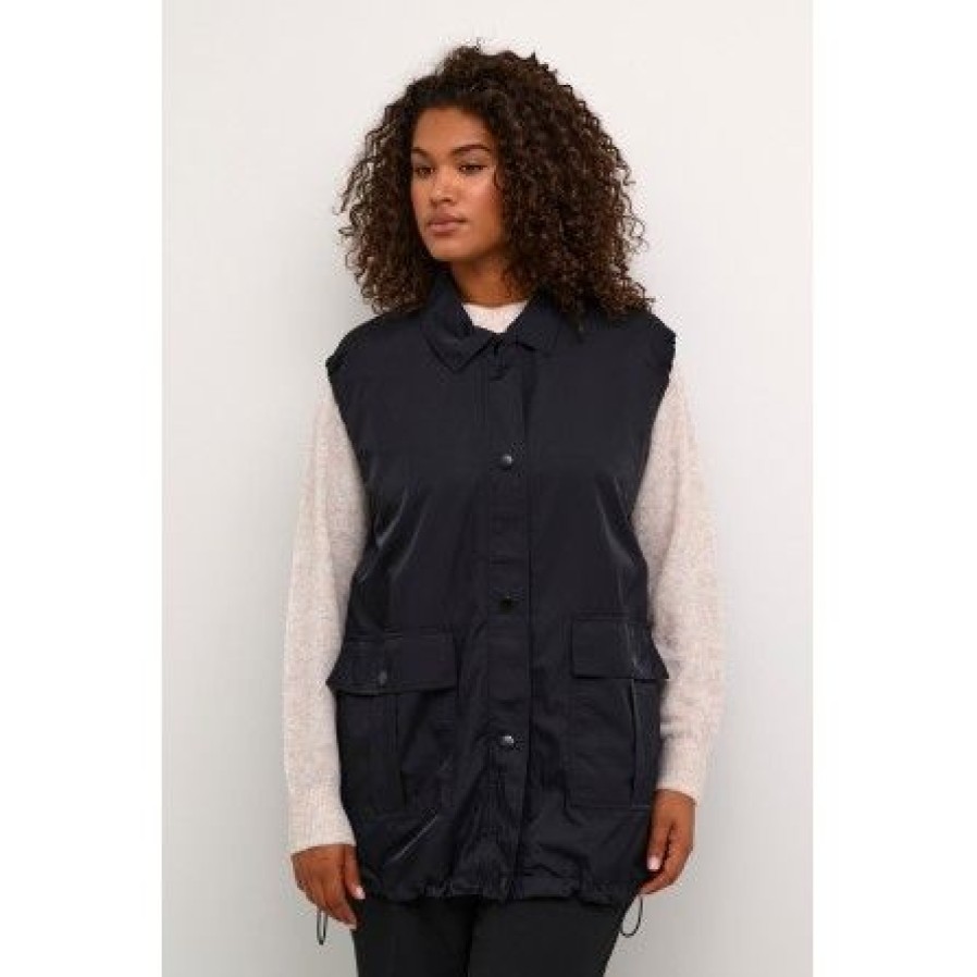 Overdele Kaffe Curve | Kaffe Curve Kcmila Waistcoat - Sort Vest 10582193 Black Deep