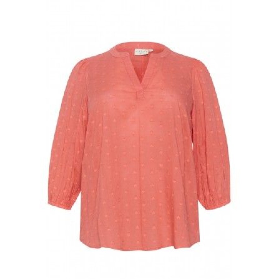 Overdele Kaffe Curve | Kaffe Curve Kcjolana Blouse - Coral Bluse Med Hjerter 10582206 Cayenne