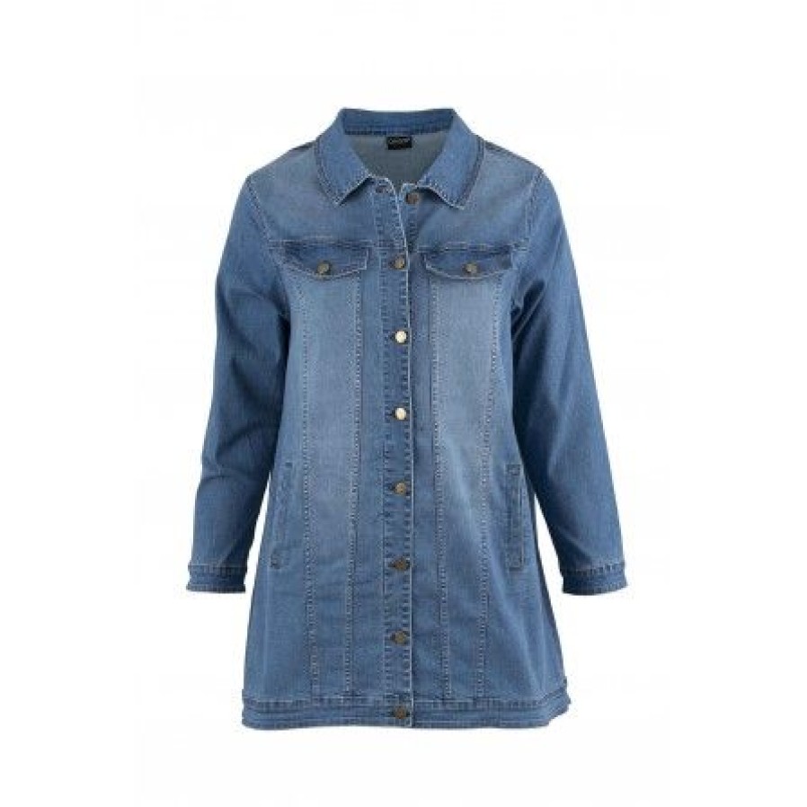 Overtoj Gozzip | Gozzip Amela Long Denim Jacket - Denim Jakke G234039 Light Blue Denim