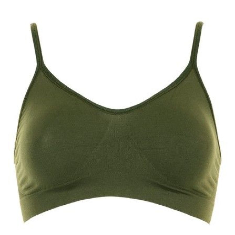 Lingeri/Nattoj Missya Seamless | Missya Bra Top Solid - Army Green Seamless Top Med Smalle Stropper 12219