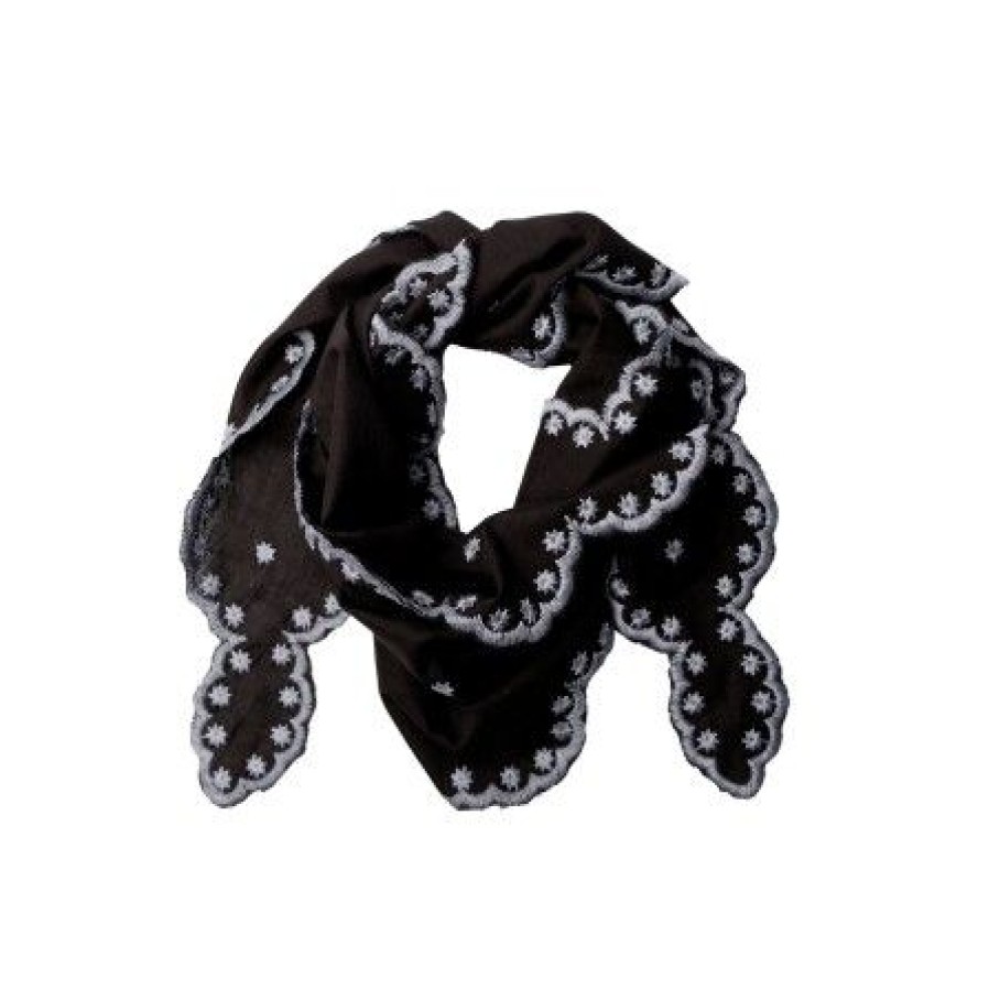 Accessories Black Colour | Black Colour Bcmargot Scarf - Sort Torklaede Med Broderet Kant 208314 Black