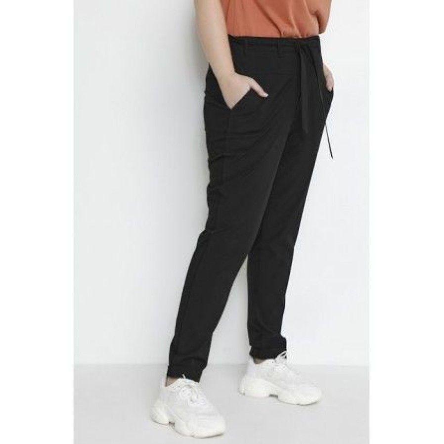 Plus Size Kaffe Curve | Kaffe Curve Kcjia Belt Pants - Sorte Bukser 10580008