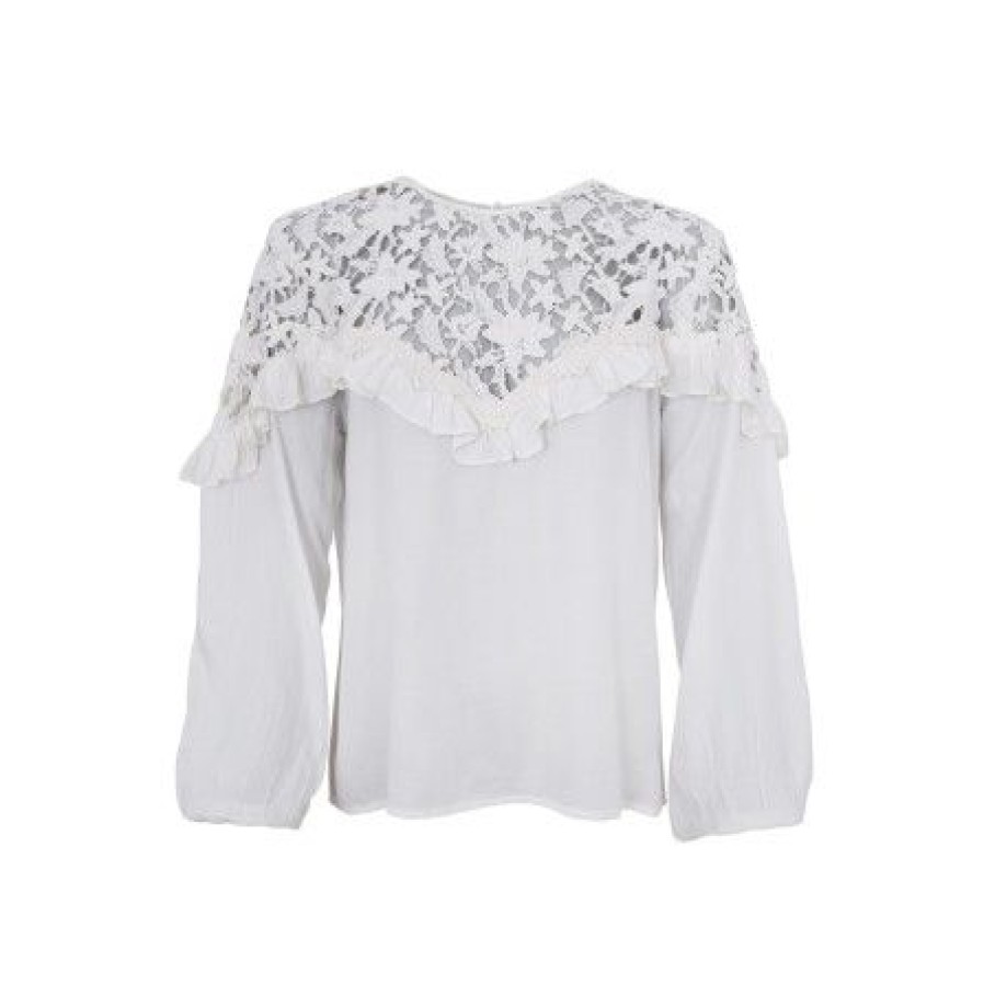 Overdele Black Colour | Black Colour Bcjolanda Lace Blouse - Hvid Bluse 40568 White