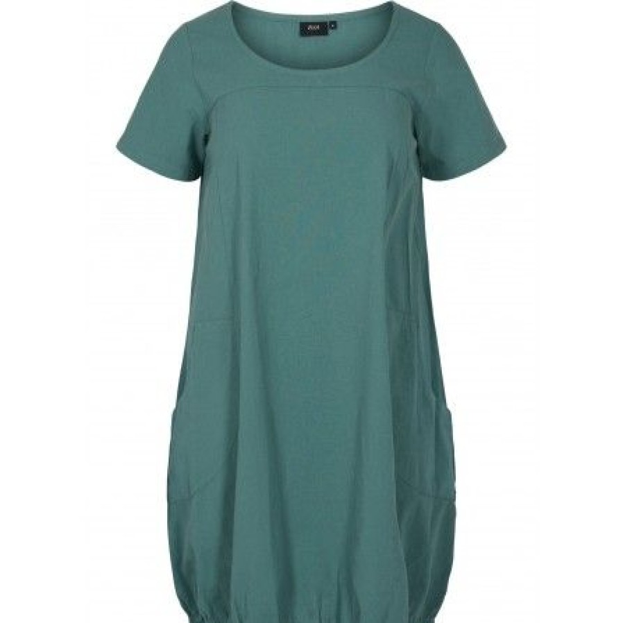 Plus Size Zizzi | Zizzi Jeasy, S/S, Dress - Gron Kjole J80000L Sea Pine