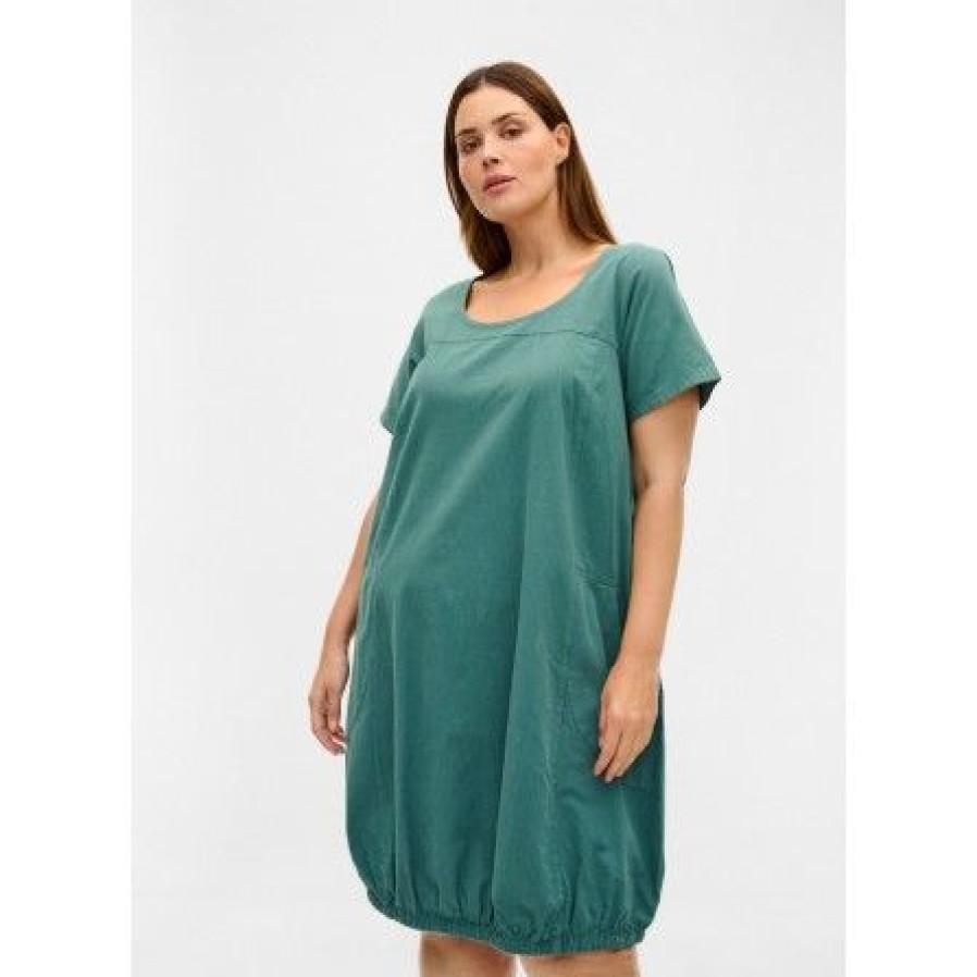 Plus Size Zizzi | Zizzi Jeasy, S/S, Dress - Gron Kjole J80000L Sea Pine