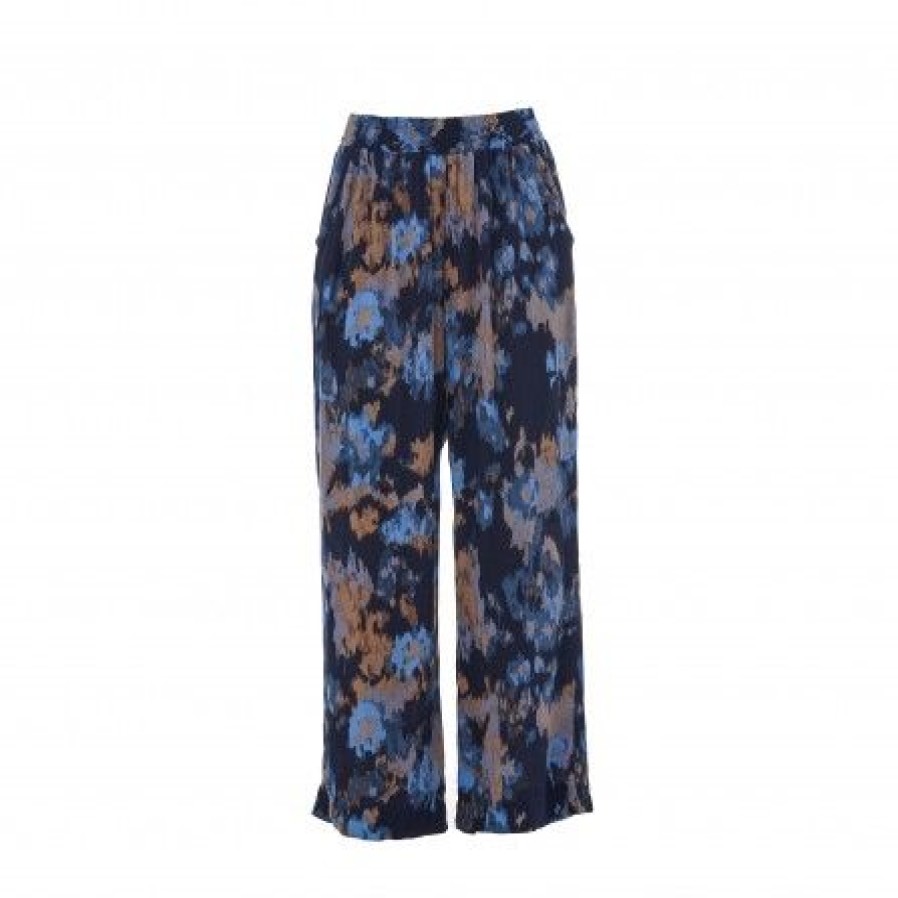 Underdele Gozzip | Gozzip Gmargrethe Loose Pants - Bla Printede Bukser G236049 Black Blue Printed