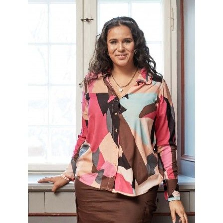 Plus Size Zoey | Zoey Belen Blouse - Multifarvet Bluse 231-5847 Pink Mix