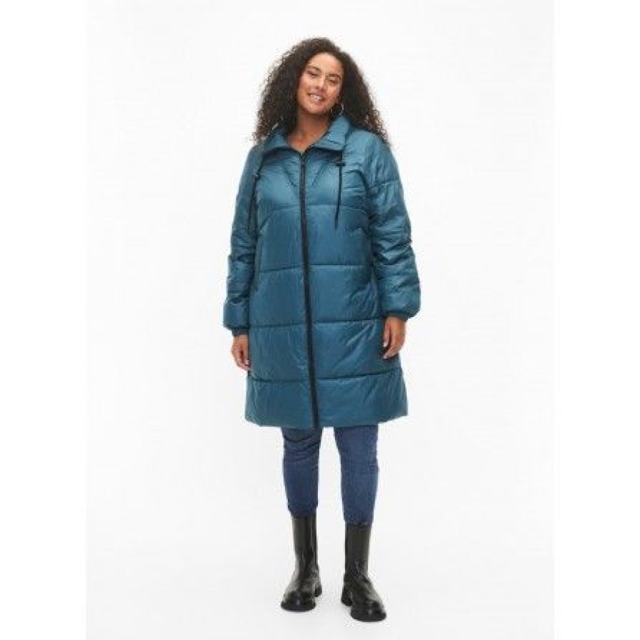 Overtoj Zizzi | Zizzi Mlake L/S Coat - Petrol Farvet Jakke M61230A Deep Teal