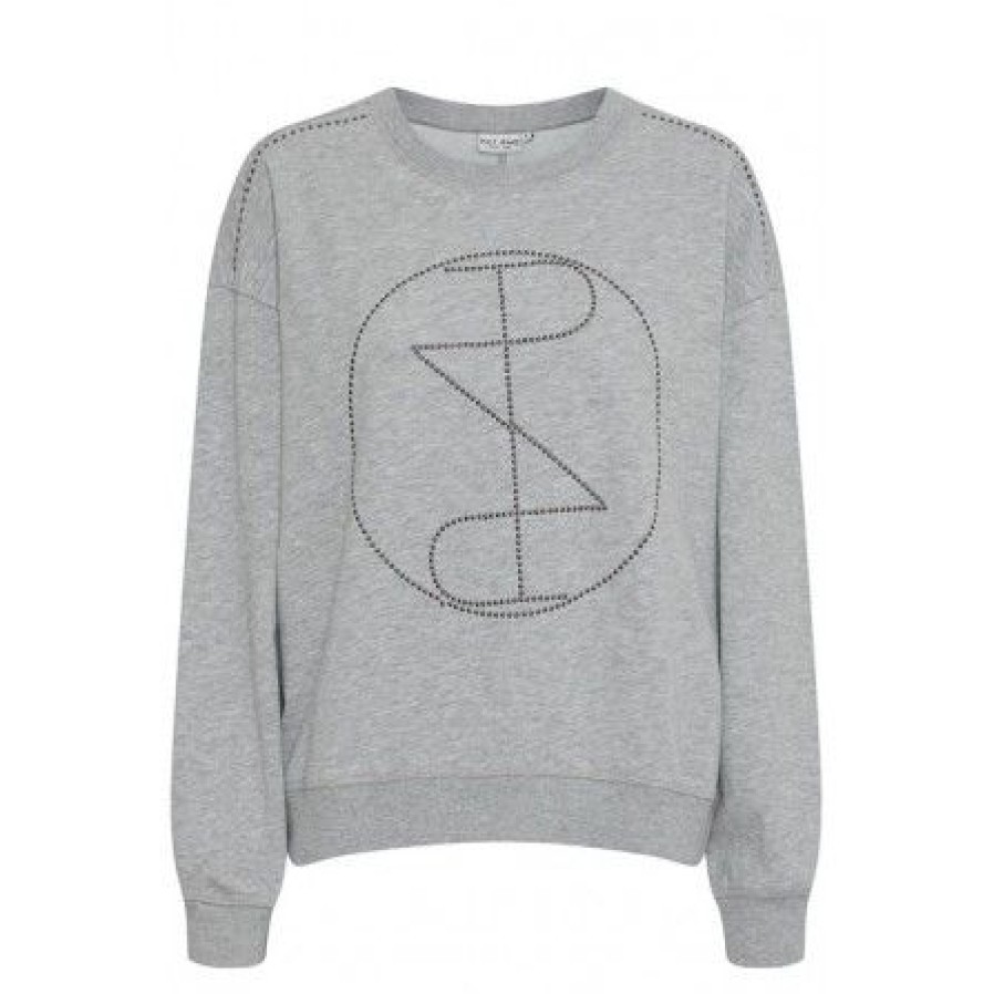 Overdele Pulz | Pulz Pzmallie Ls Sweatshirt W/Logo 50207889 Light Grey Melange