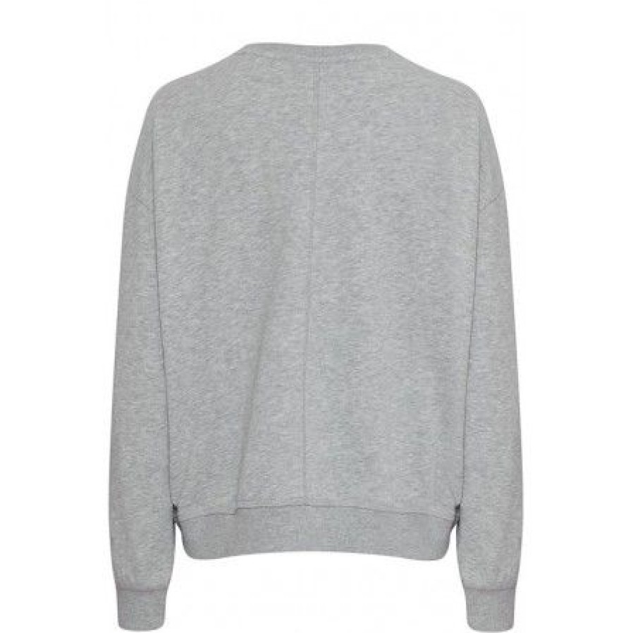 Overdele Pulz | Pulz Pzmallie Ls Sweatshirt W/Logo 50207889 Light Grey Melange