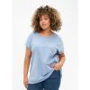 Overdele Zizzi | Zizzi Vava S/S Loose Tee - Lysebla Melange T-Shirt M57504C Moonlight Blue Melange