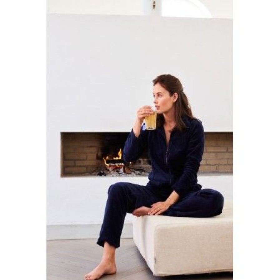 Lingeri/Nattoj Decoy Loungewear | Decoy Velour Homewear Set - Marine Velour Hjemmesaet 88226 Navy