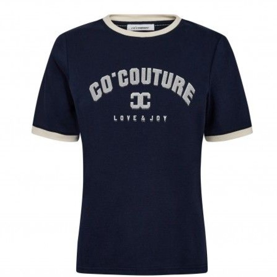 Overdele Co'couture | Co Couture Edge Tee - Marine T-Shirt Med Hvidt Logo 33014 Navy