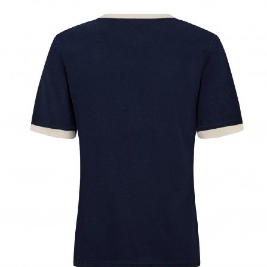 Overdele Co'couture | Co Couture Edge Tee - Marine T-Shirt Med Hvidt Logo 33014 Navy