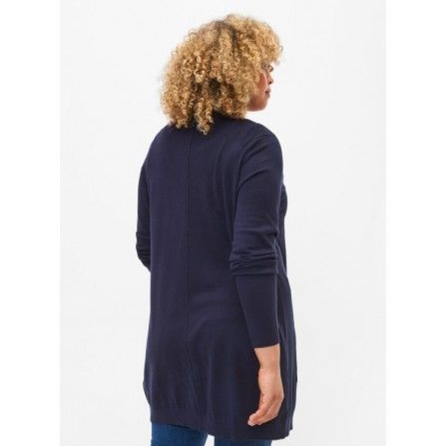 Overdele Zizzi | Zizzi Mcarrie L/S Long Cardigan - M61099E Night Sky