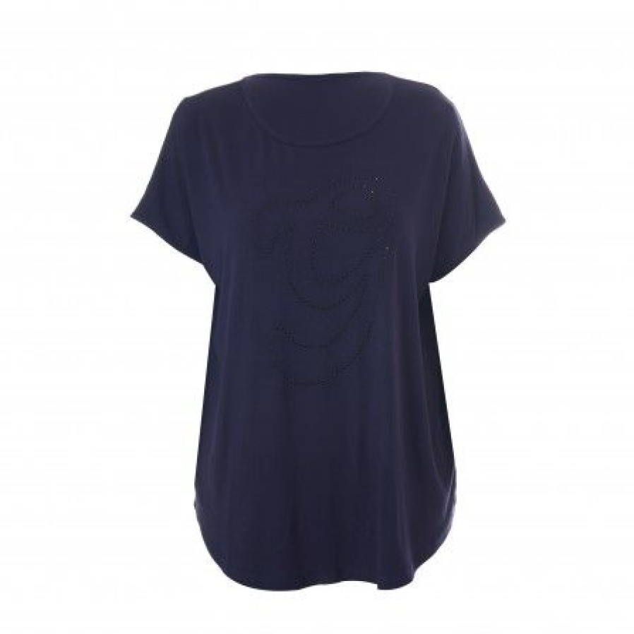 Overdele Gozzip | Gozzip Ggitte T-Shirt Med Stones - Bla Gitte T-Shirt G236051 Midnight Blue