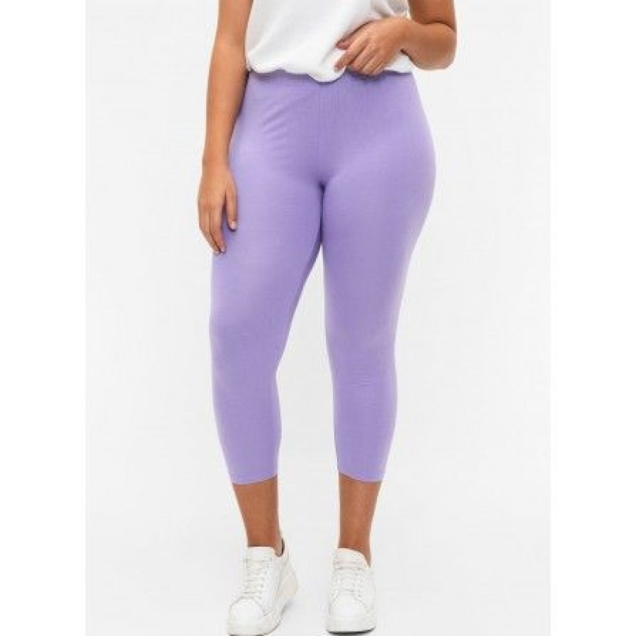 Plus Size Zizzi | Zizzi Leggings 3/4 Noos - Lilla Leggings N00011V Violet Tulip