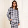 Lingeri/Nattoj Lady Avenue Lingeri | Lady Avenue Cotten Flannel Pyjamas - Lilla Ternet Pyjamas 83-1287 Graphite Checks