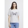 Overdele Pulz | Pulz Pzelona Oneck T-Shirt - Gra T-Shirt Med Sommerfugl 50208017 Light Grey Melange