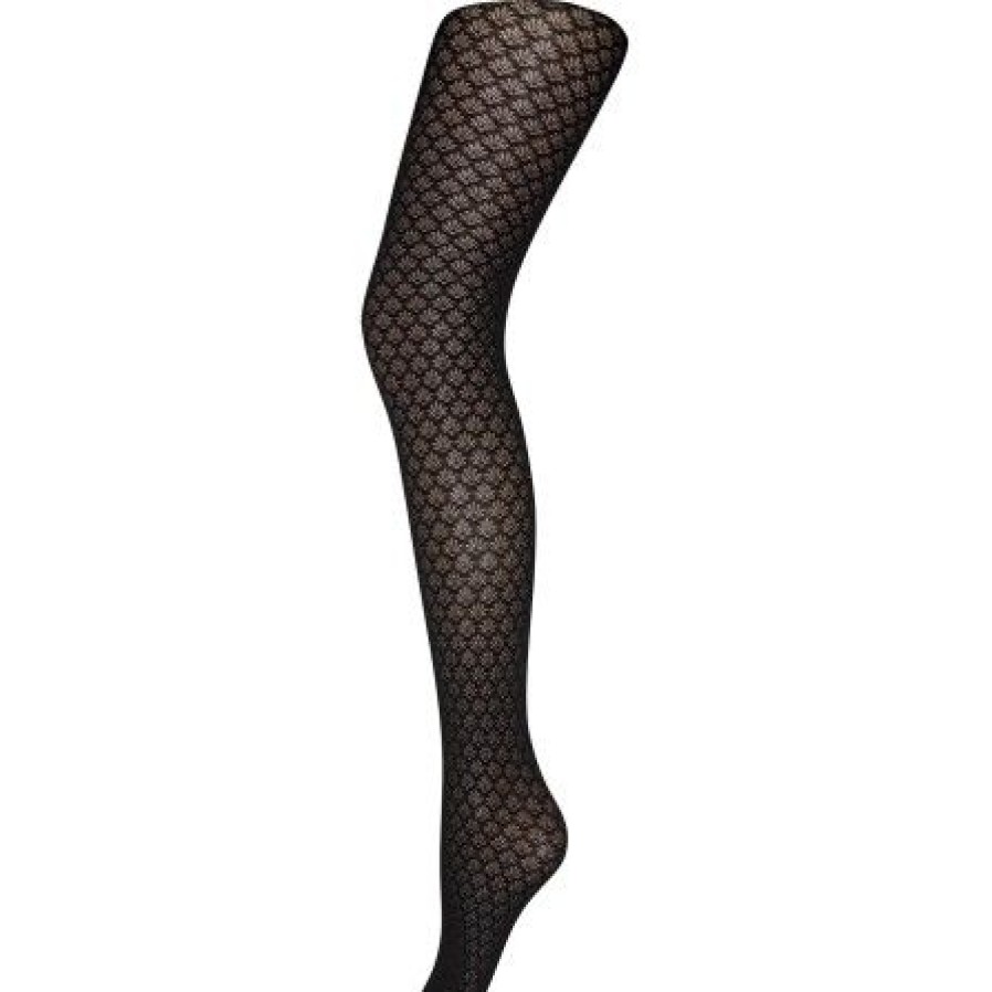 Accessories Decoy Strompebukser | Decoy Tights Floral 70Den - Strompebuks Med Blomst 16032 Black