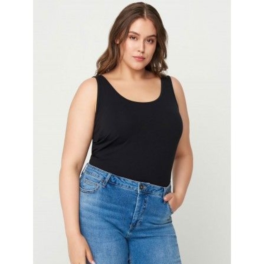 Plus Size Zizzi | Zizzi Tank Top - Sort Basis Top N00010E