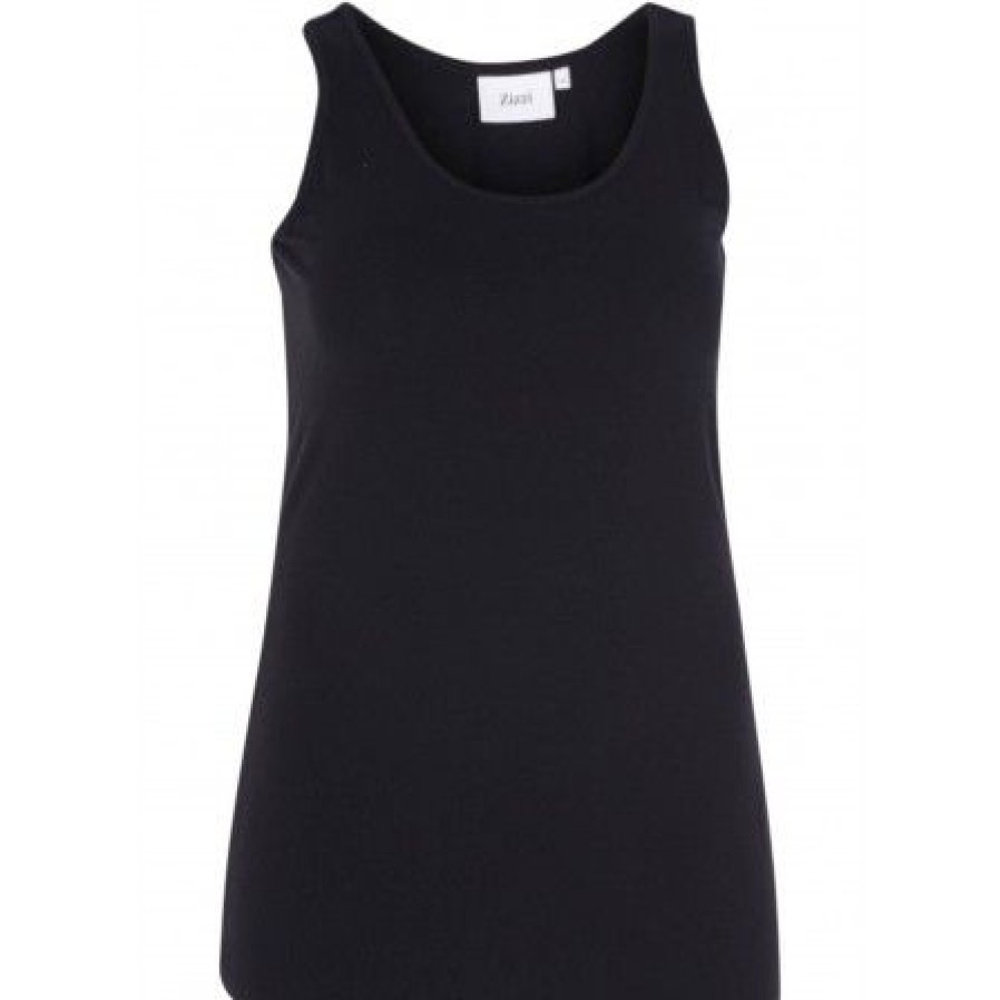 Plus Size Zizzi | Zizzi Tank Top - Sort Basis Top N00010E