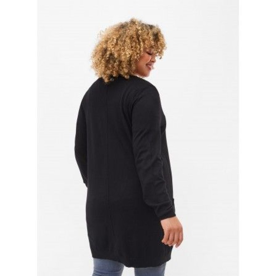 Overdele Zizzi | Zizzi Mcarrie L/S Long Cardigan - M61099E Black