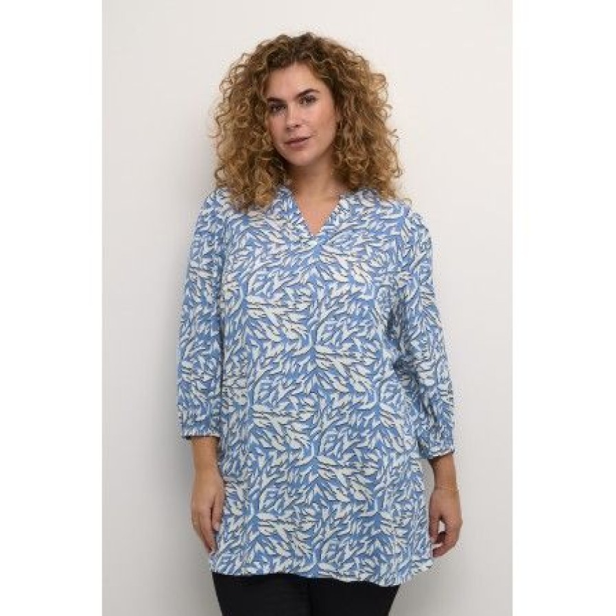 Kjoler Kaffe Curve | Kaffe Curve Kcjenny Tunic - Bla Printet Tunika 10582228 Blue/White Graphic Animal