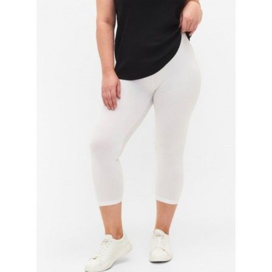 Underdele Zizzi | Zizzi Leggings 3/4 Noos - Hvide Leggings N00011V White