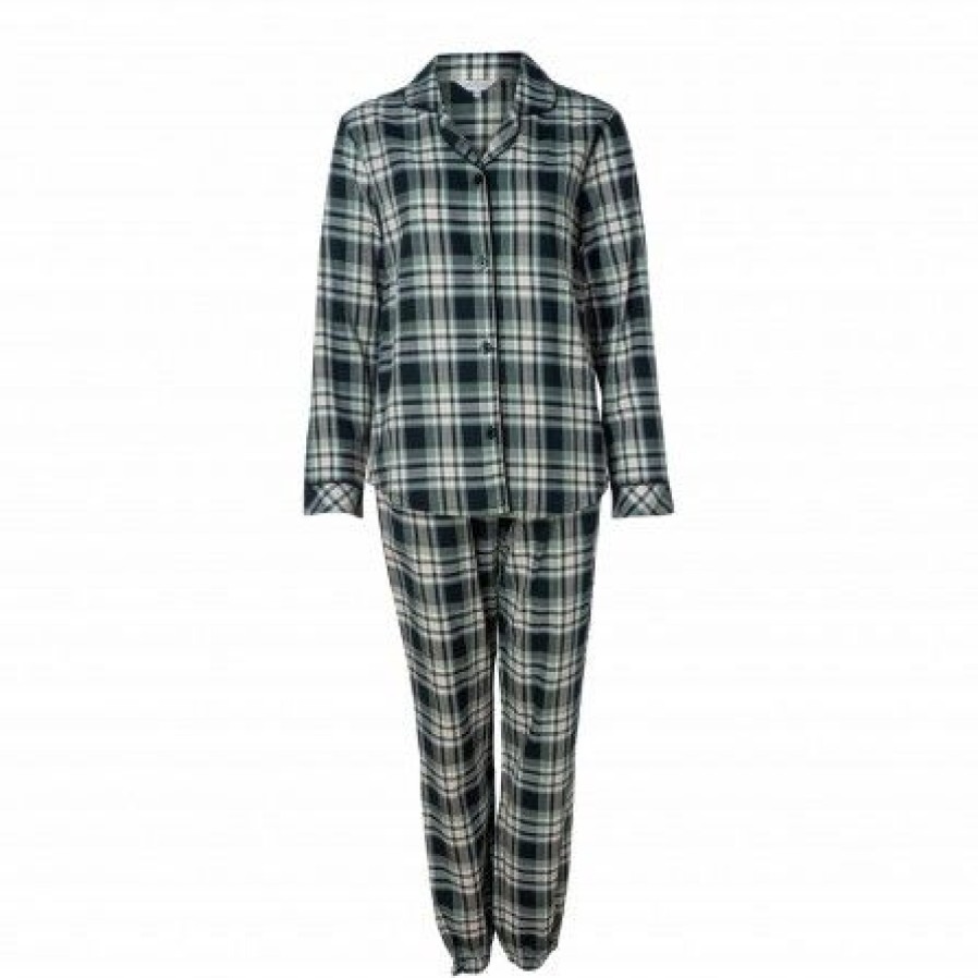 Lingeri/Nattoj Lady Avenue Lingeri | Lady Avenue Cotten Flannel Pyjamas - Gron Ternet Pyjamas 83-1287 Forrest Checks