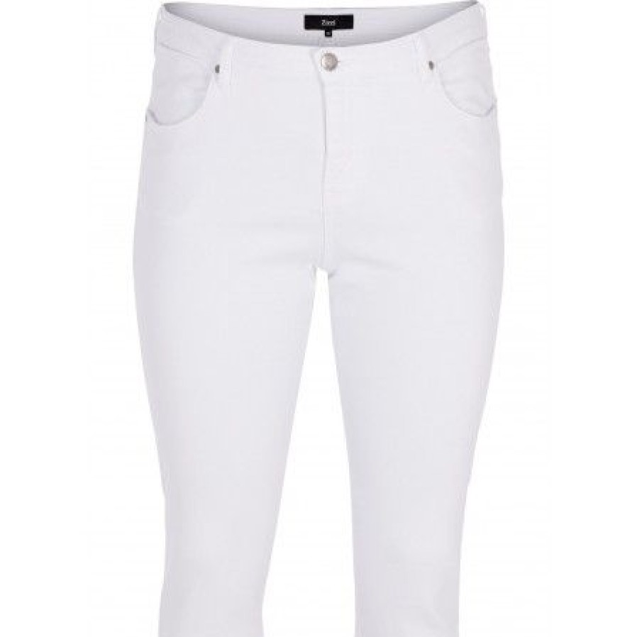 Underdele Zizzi | Zizzi Jeans Amy Capri - Hvide Capri Jeans O10305H