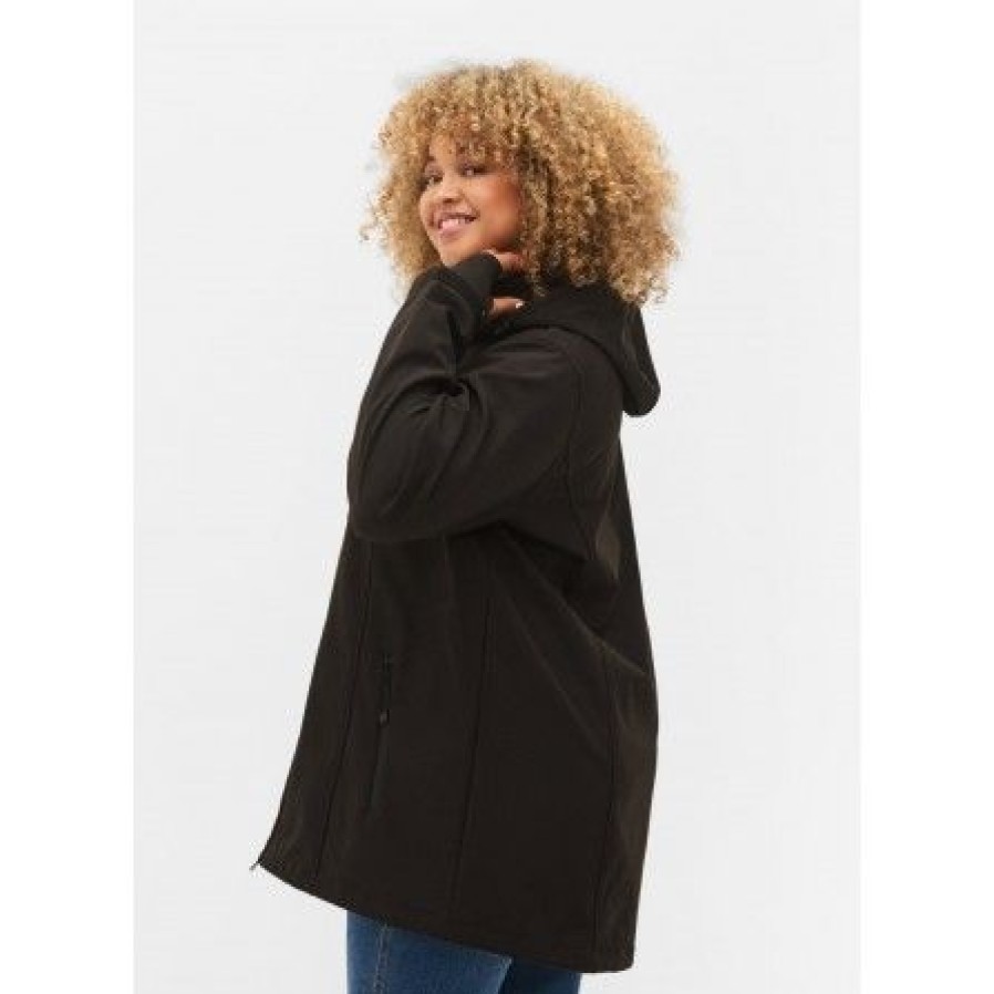 Overtoj Zizzi | Zizzi Softshell Jacket - Sort Softshell Jakke N92383J Black